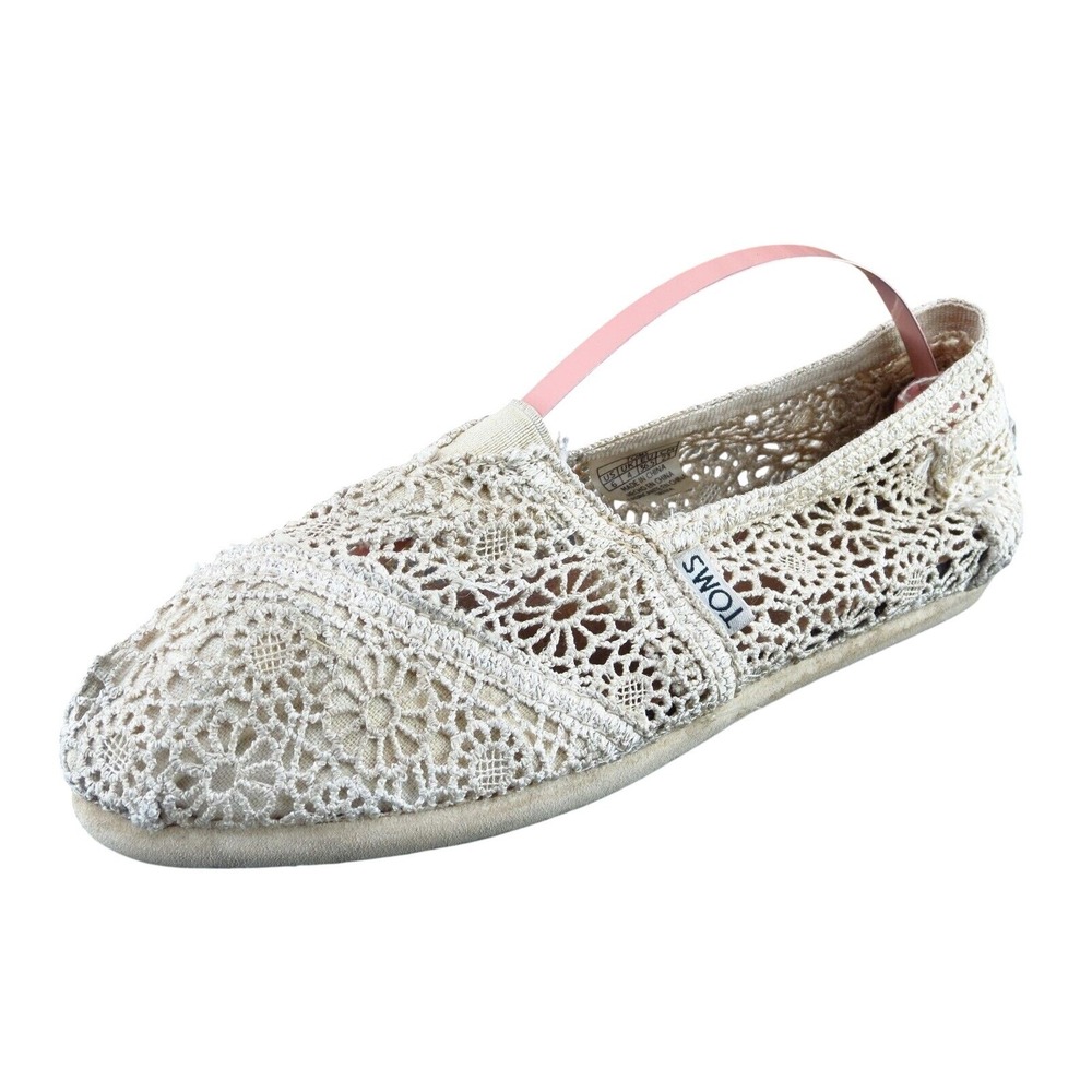 Toms Women Sz 6 M Beige‎ Flat Fabric Shoes